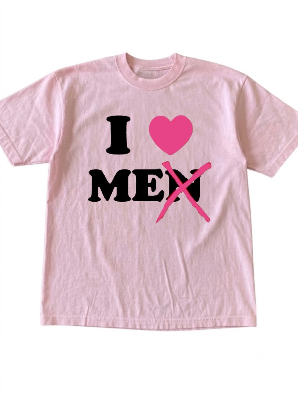 Gildan Pink Graphic Tee with Heart Print